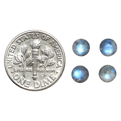 Natural Rainbow Moonstone 5x5x3.3 mm Round Shape Polished Gemstone Set of 4 LS88-09381