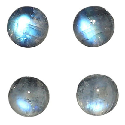 Natural Rainbow Moonstone 5x5x3.3 mm Round Shape Polished Gemstone Set of 4 LS88-09382