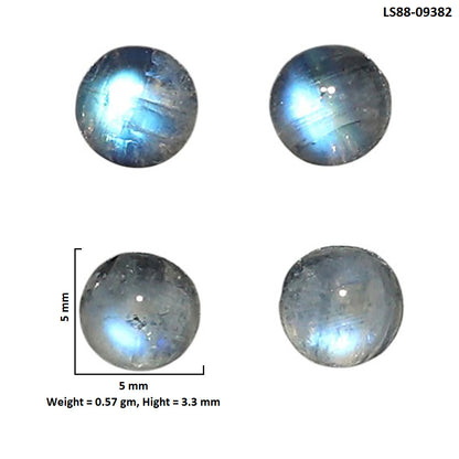 Natural Rainbow Moonstone 5x5x3.3 mm Round Shape Polished Gemstone Set of 4 LS88-09382