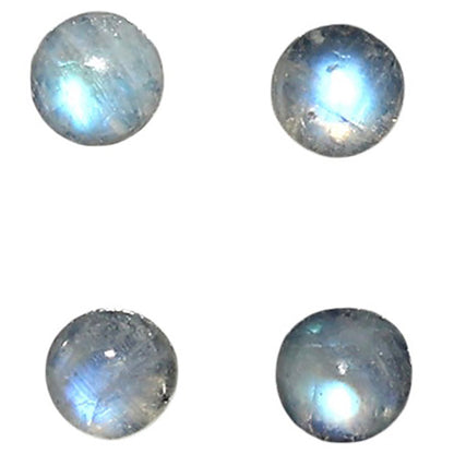 Natural Rainbow Moonstone 5x5x3.3 mm Round Shape Polished Gemstone Set of 4 LS88-09383