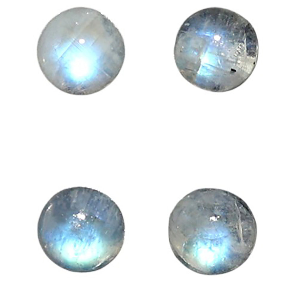Natural Rainbow Moonstone 5x5x3.3 mm Round Shape Polished Gemstone Set of 4 LS88-09384