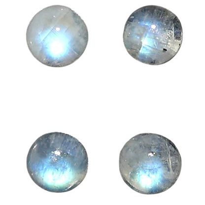 Natural Rainbow Moonstone 5x5x3.3 mm Round Shape Polished Gemstone Set of 4 LS88-09384