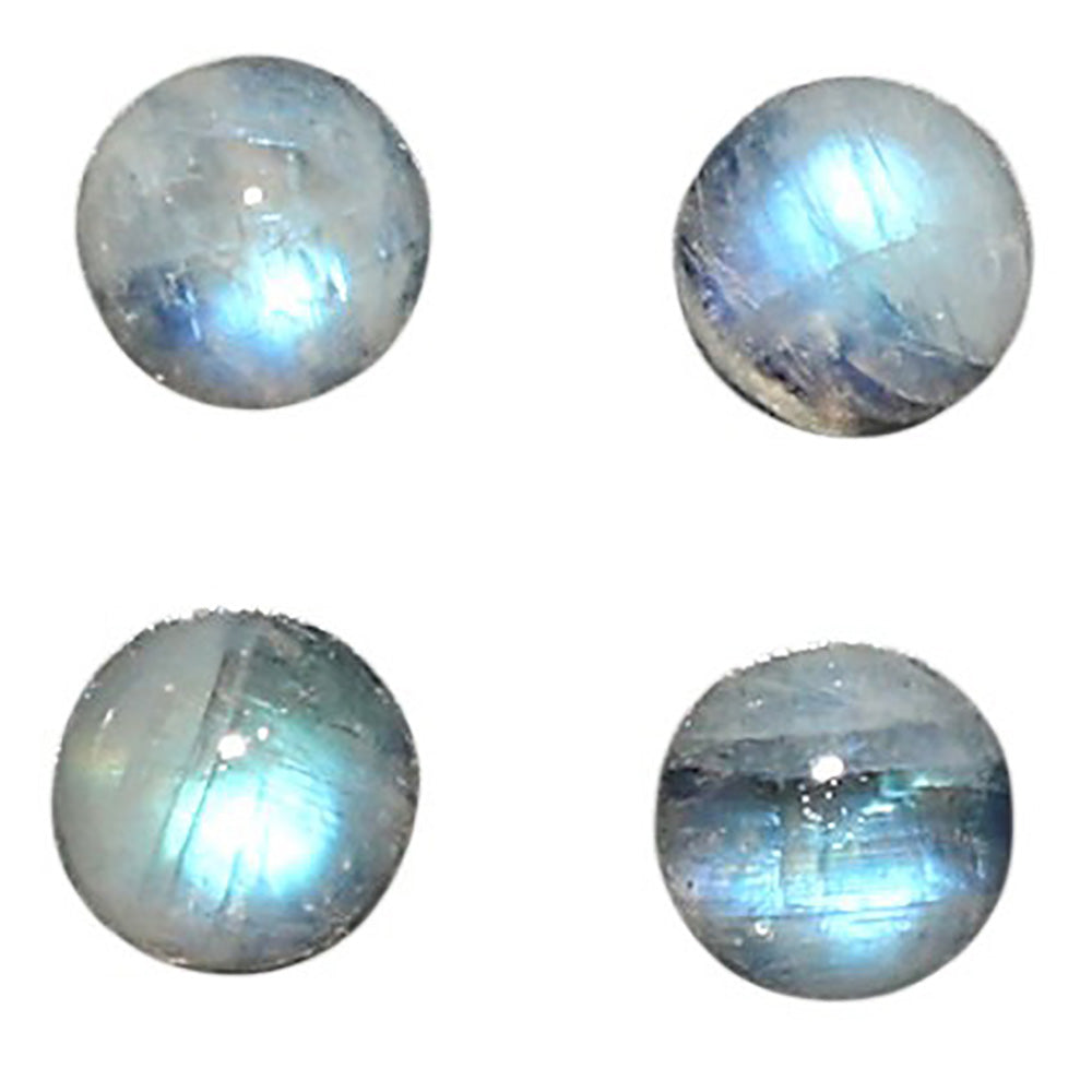 Natural Rainbow Moonstone 5x5x3.3 mm Round Shape Polished Gemstone Set of 4 LS88-09385