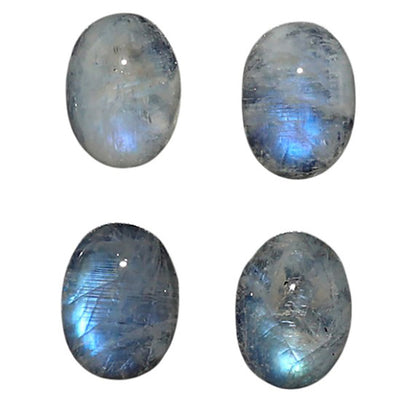 Natural Rainbow Moonstone 6x8x3.7 mm Oval Shape Polished Gemstone Set of 4 LS88-09387