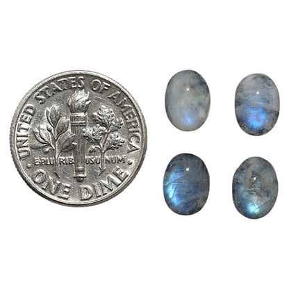 Natural Rainbow Moonstone 6x8x3.7 mm Oval Shape Polished Gemstone Set of 4 LS88-09387
