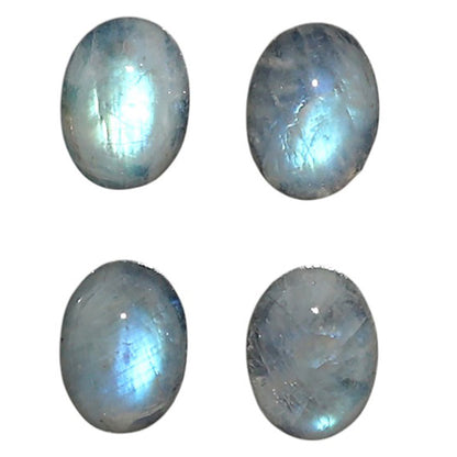 Natural Rainbow Moonstone 6x8x4 mm Oval Shape Polished Gemstone Set of 4 LS88-09391