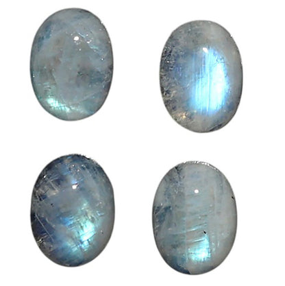Natural Rainbow Moonstone 6x8x4 mm Oval Shape Polished Gemstone Set of 4 LS88-09392