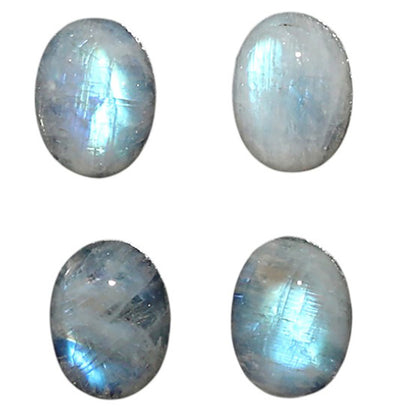 Natural Rainbow Moonstone 6x8x3.7 mm Oval Shape Polished Gemstone Set of 4 LS88-09394