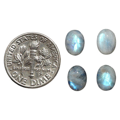 Natural Rainbow Moonstone 6x8x3.7 mm Oval Shape Polished Gemstone Set of 4 LS88-09394