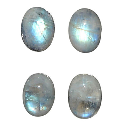 Natural Rainbow Moonstone 6x8x4 mm Oval Shape Polished Gemstone Set of 4 LS88-09395