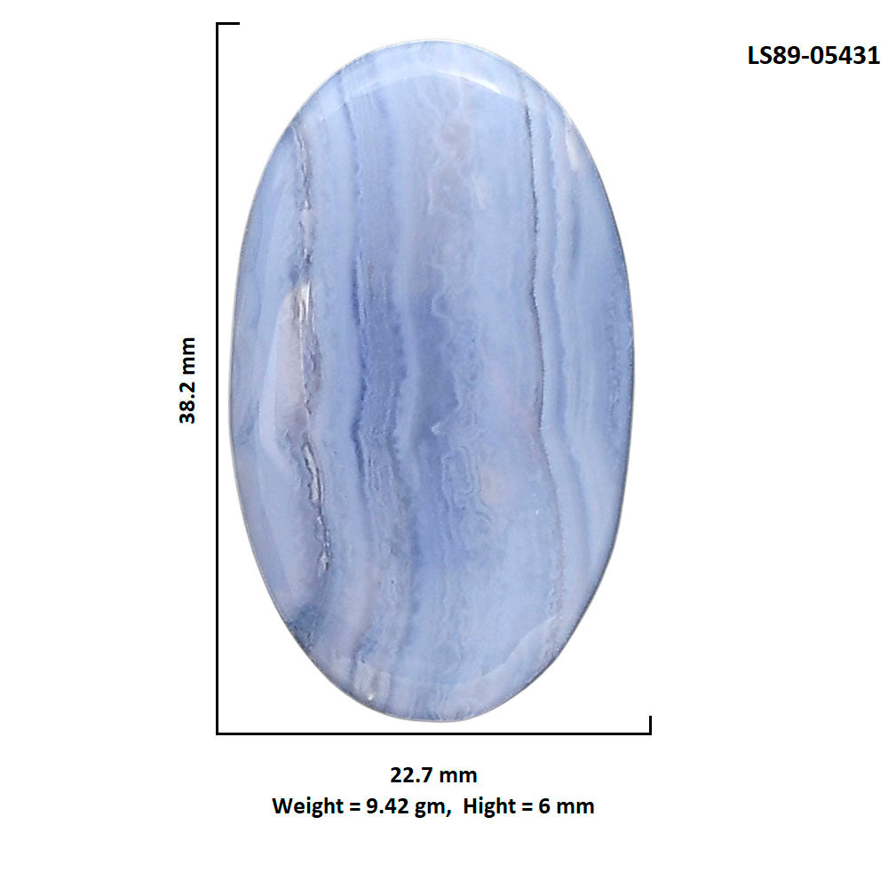 Blue Lace Agate 22.7x38.2x6 mm Oval Shape Polished Gemstone LS89-05431