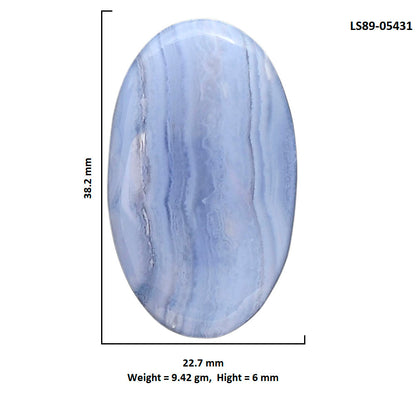 Blue Lace Agate 22.7x38.2x6 mm Oval Shape Polished Gemstone LS89-05431