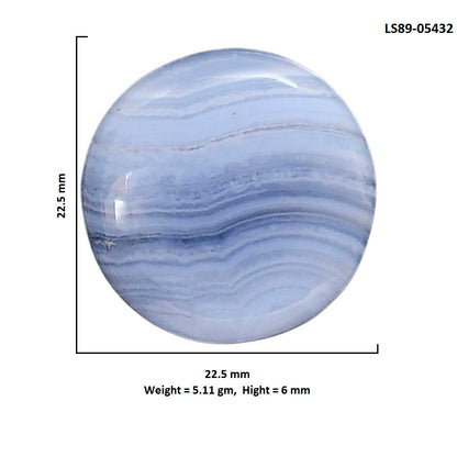 Blue Lace Agate 22.5x22.5x6 mm Round Shape Polished Gemstone LS89-05432