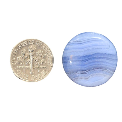 Blue Lace Agate 22x22x6 mm Round Shape Polished Gemstone LS89-05433