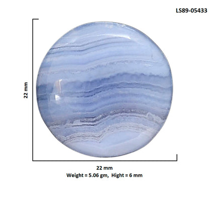 Blue Lace Agate 22x22x6 mm Round Shape Polished Gemstone LS89-05433