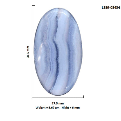 Blue Lace Agate 17.5x31.6x6 mm Oval Shape Polished Gemstone LS89-05434