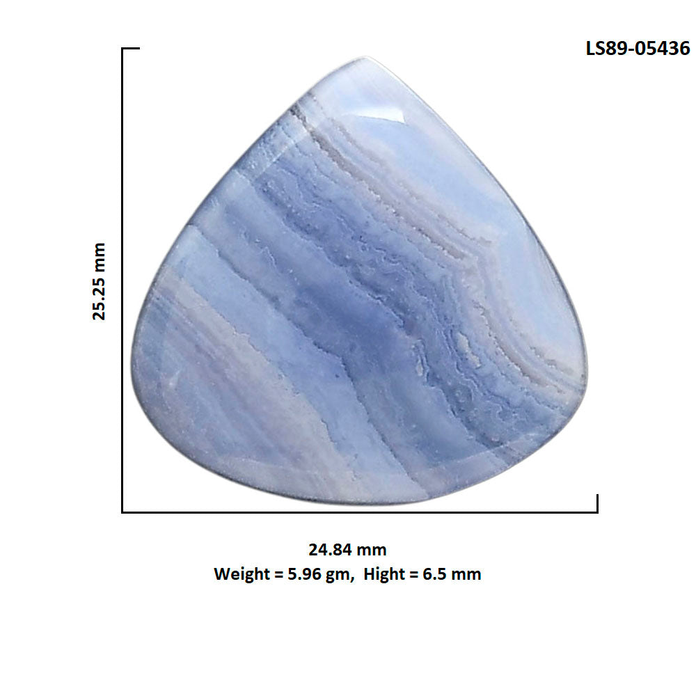 Blue Lace Agate 24.84x25.25x6.5 mm Heart Shape Polished Gemstone LS89-05436