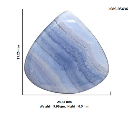 Blue Lace Agate 24.84x25.25x6.5 mm Heart Shape Polished Gemstone LS89-05436