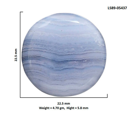 Blue Lace Agate 22.5x22.5x5.8 mm Round Shape Polished Gemstone LS89-05437