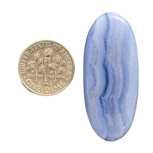 Blue Lace Agate 17.4x40x6 mm Oval Shape Polished Gemstone LS89-05439