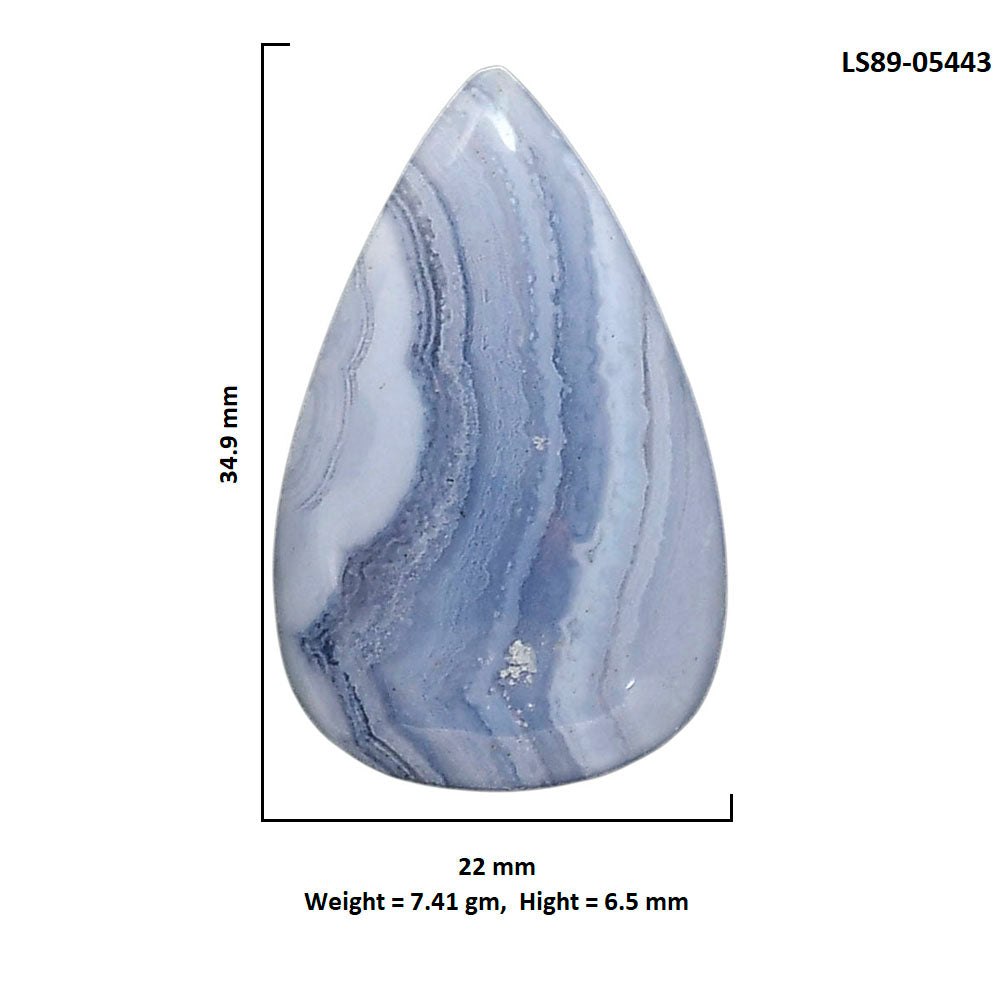 Blue Lace Agate 22x34.9x6.5 mm Pear Shape Polished Gemstone LS89-05443