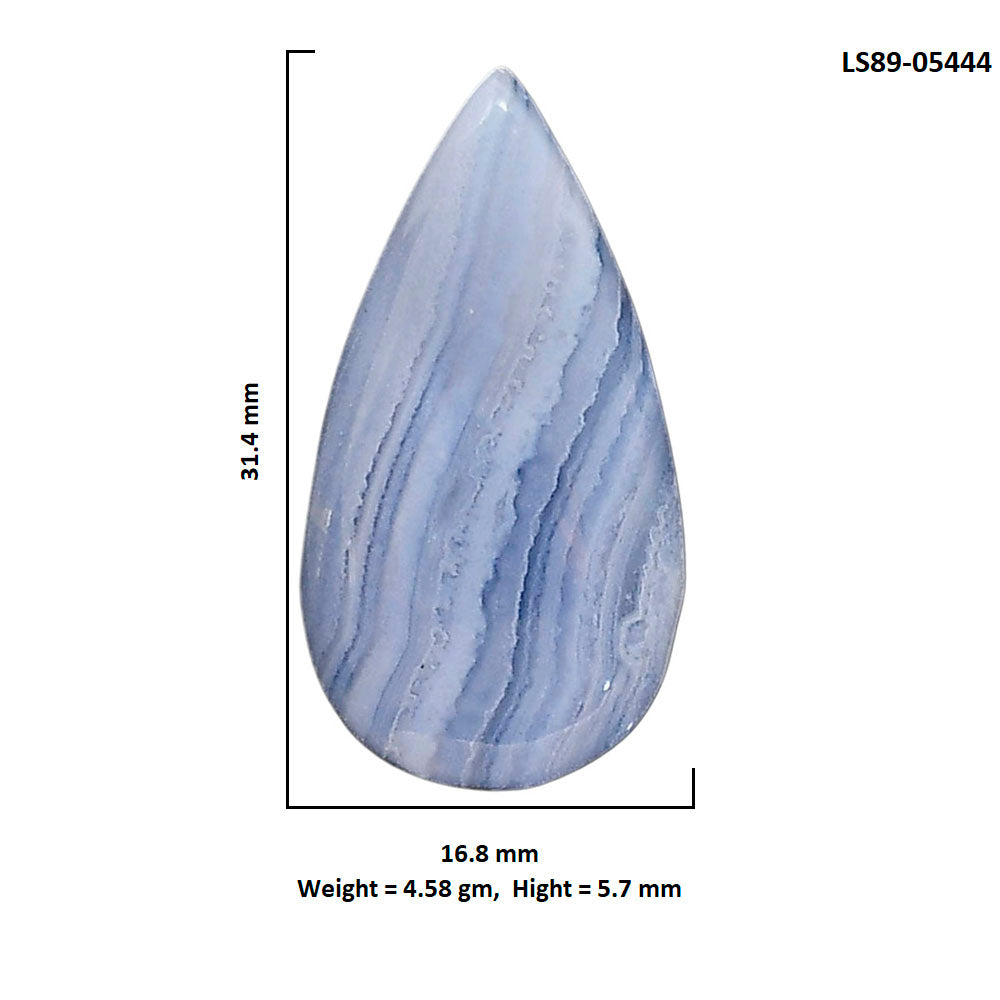 Blue Lace Agate 16.8x31.4x5.7 mm Pear Shape Polished Gemstone LS89-05444