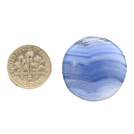 Blue Lace Agate 25.5x25.5x5.5 mm Round Shape Polished Gemstone LS89-05447