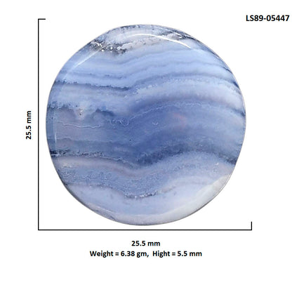 Blue Lace Agate 25.5x25.5x5.5 mm Round Shape Polished Gemstone LS89-05447