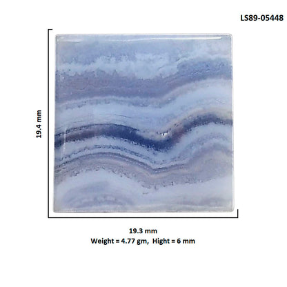 Blue Lace Agate 19.3x19.4x6 mm Baguette Shape Polished Gemstone LS89-05448