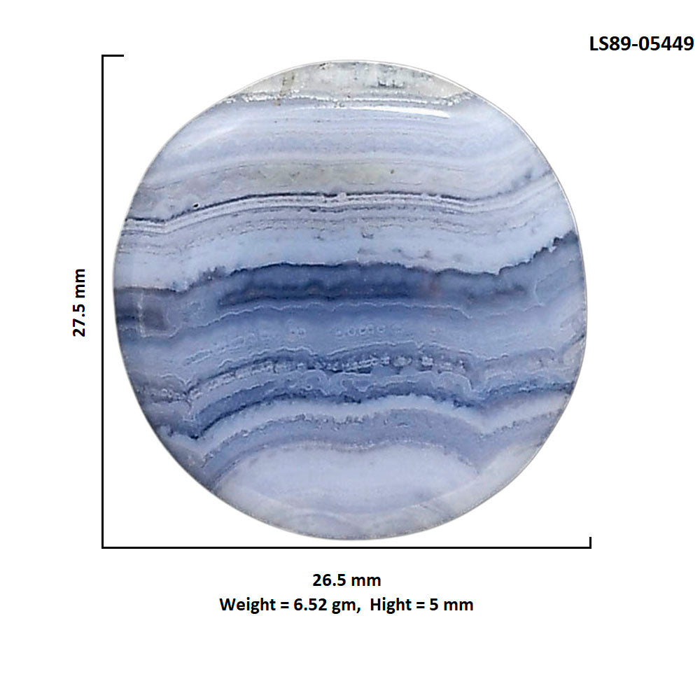 Blue Lace Agate 26.5x27.5x5 mm Round Shape Polished Gemstone LS89-05449