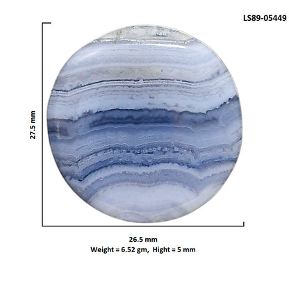 Blue Lace Agate 26.5x27.5x5 mm Round Shape Polished Gemstone LS89-05449