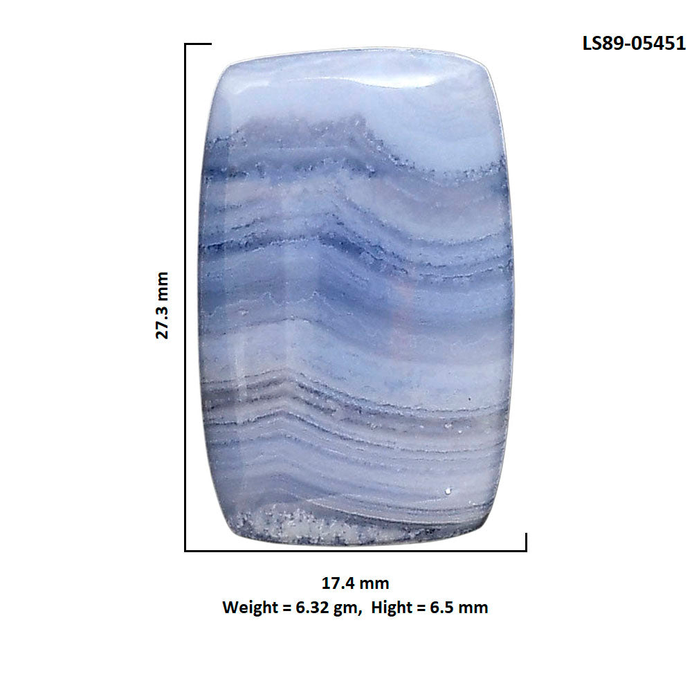 Blue Lace Agate 17.4x27.3x6.5 mm Cushion Shape Polished Gemstone LS89-05451