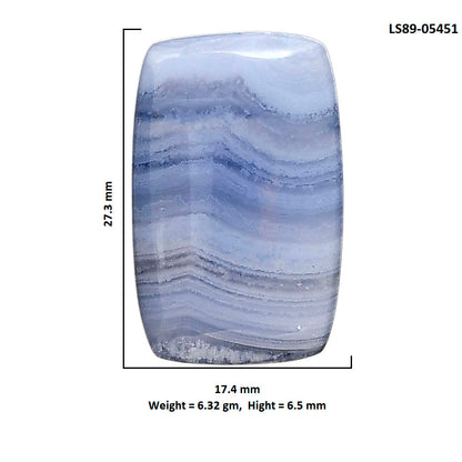Blue Lace Agate 17.4x27.3x6.5 mm Cushion Shape Polished Gemstone LS89-05451