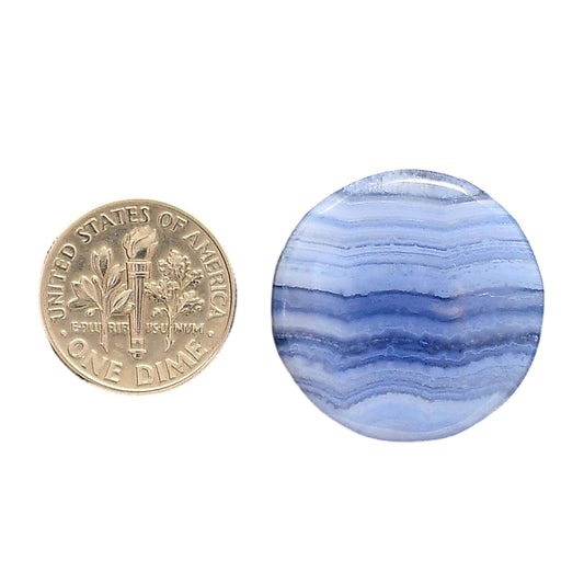 Blue Lace Agate 24.4x24.4x5.5 mm Round Shape Polished Gemstone LS89-05452