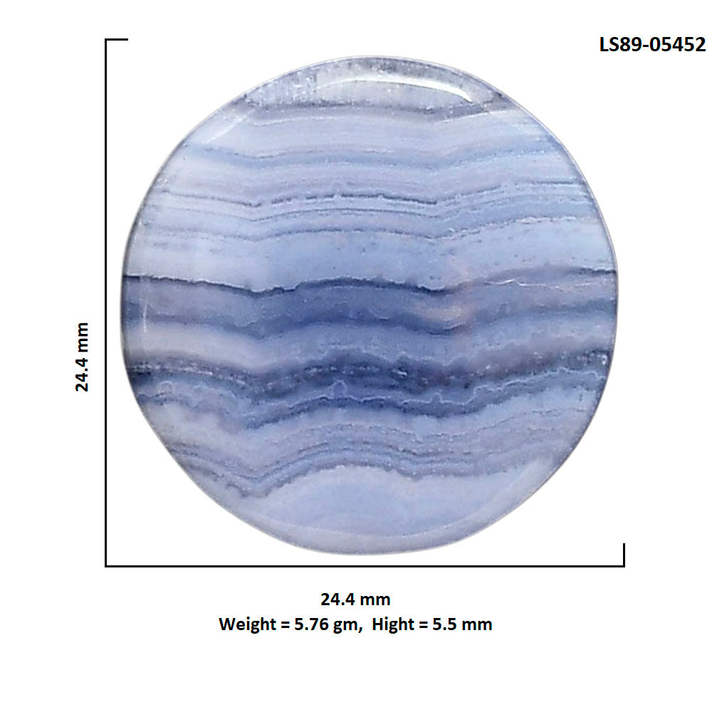 Blue Lace Agate 24.4x24.4x5.5 mm Round Shape Polished Gemstone LS89-05452