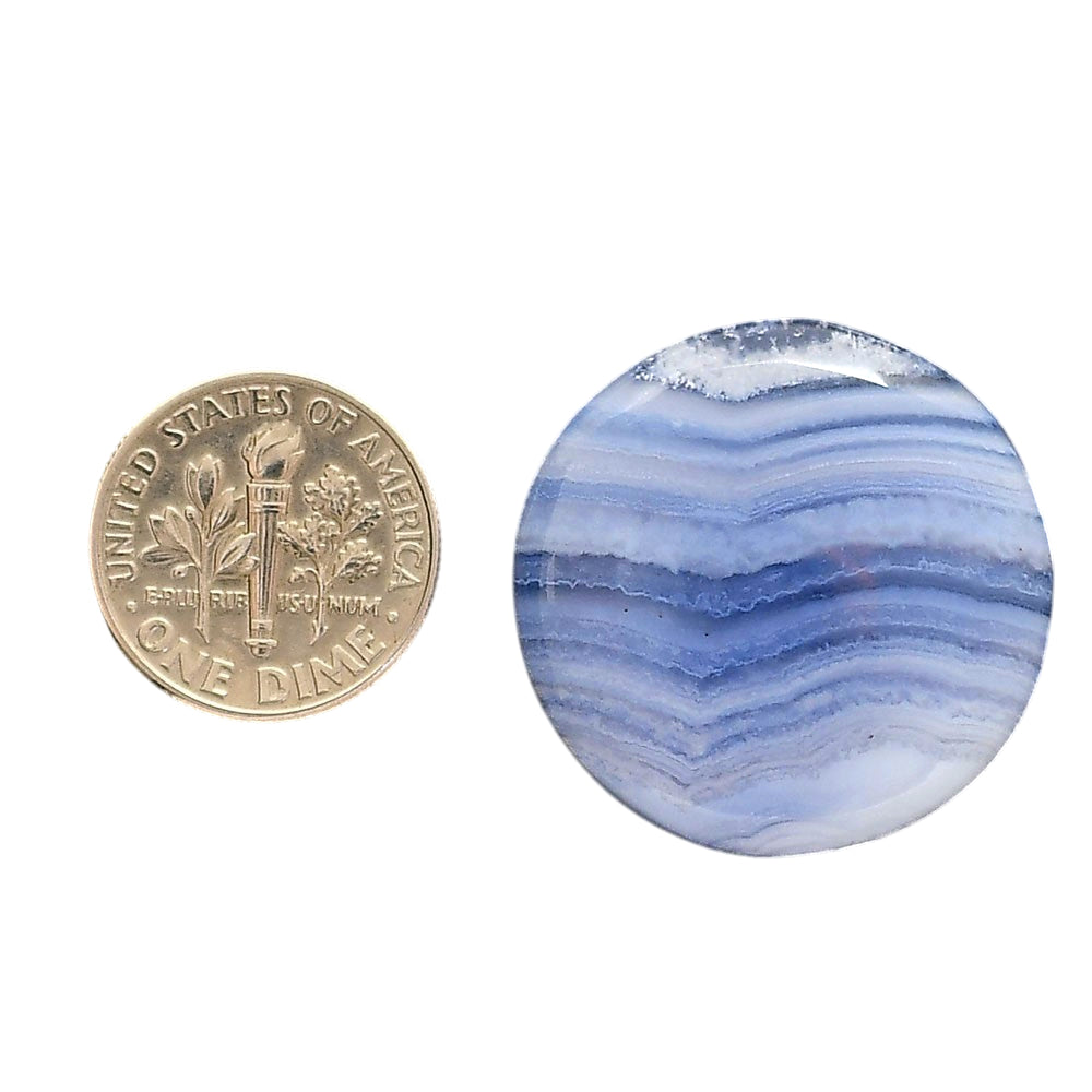 Blue Lace Agate 27.2x27.2x6 mm Round Shape Polished Gemstone LS89-05453