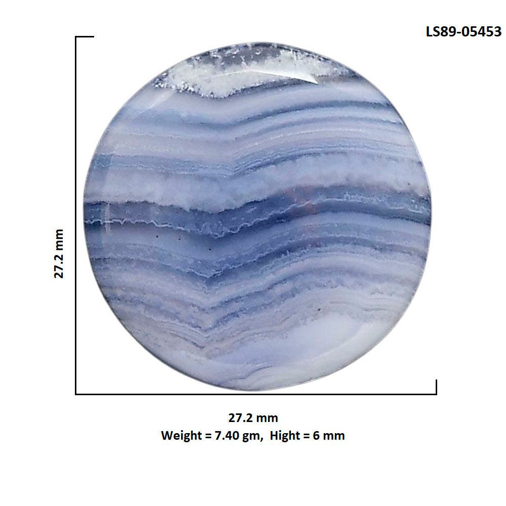 Blue Lace Agate 27.2x27.2x6 mm Round Shape Polished Gemstone LS89-05453
