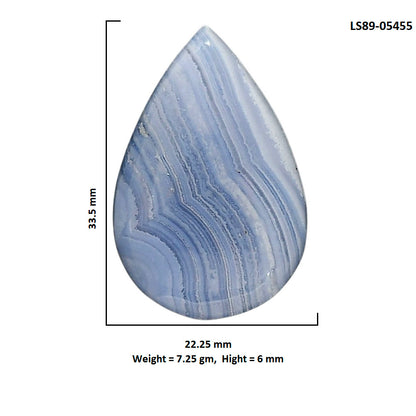 Blue Lace Agate 22.25x33.5x6 mm Pear Shape Polished Gemstone LS89-05455