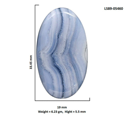 Blue Lace Agate 19x33.45x5.5 mm Oval Shape Polished Gemstone LS89-05460