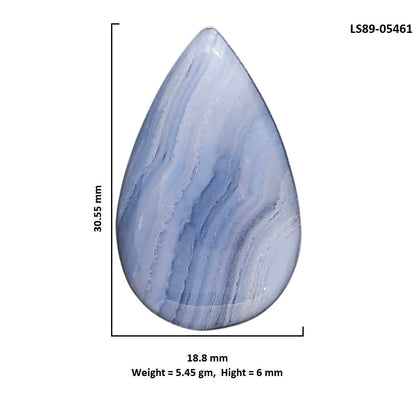 Blue Lace Agate 18.8x30.55x6 mm Pear Shape Polished Gemstone LS89-05461