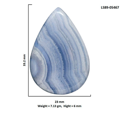 Blue Lace Agate 23x33.2x6 mm Pear Shape Polished Gemstone LS89-05467