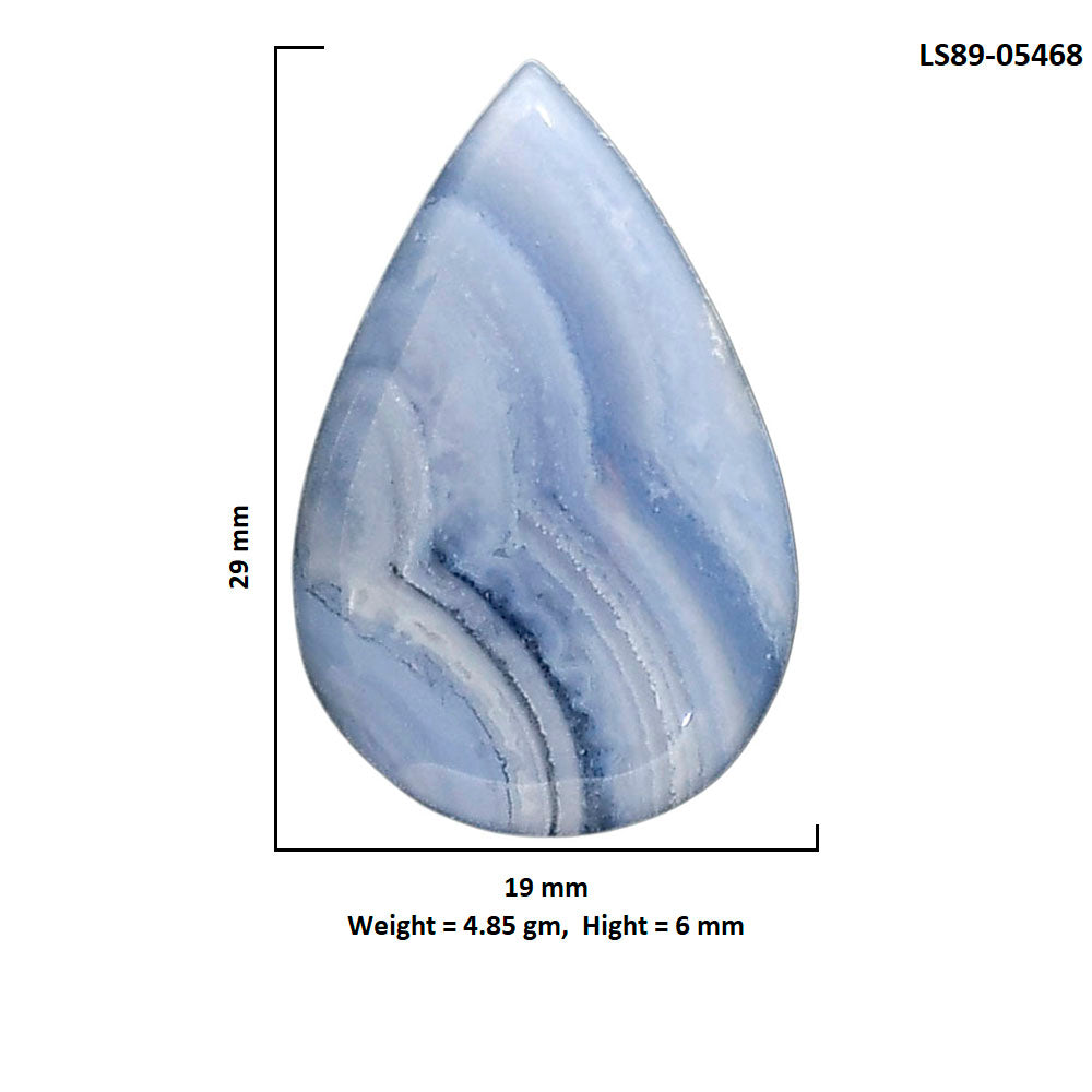 Blue Lace Agate 19x29x6 mm Pear Shape Polished Gemstone LS89-05468