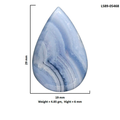 Blue Lace Agate 19x29x6 mm Pear Shape Polished Gemstone LS89-05468