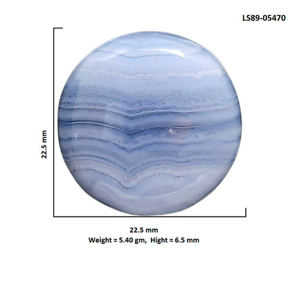 Blue Lace Agate 22.5x22.5x6.5 mm Round Shape Polished Gemstone LS89-05470