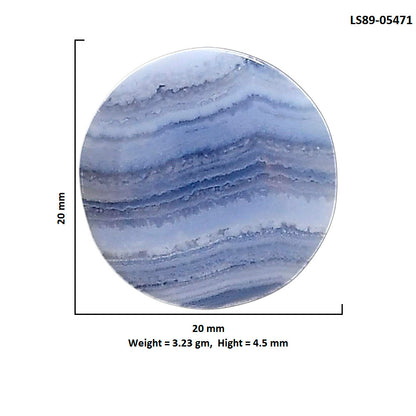 Blue Lace Agate 20x20x4.5 mm Round Shape Polished Gemstone LS89-05471