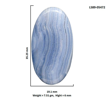 Blue Lace Agate 19.1x35.25x6 mm Oval Shape Polished Gemstone LS89-05472