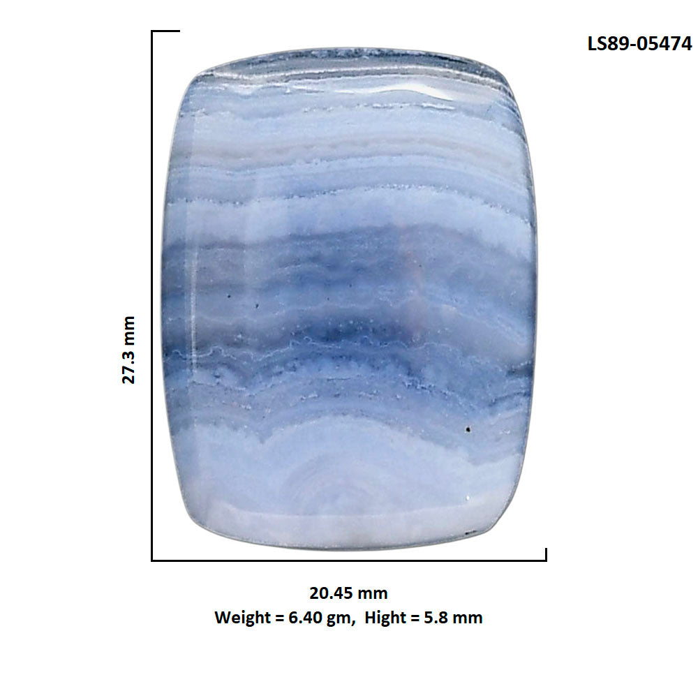 Blue Lace Agate 20.45x27.3x5.8 mm Cushion Shape Polished Gemstone LS89-05474