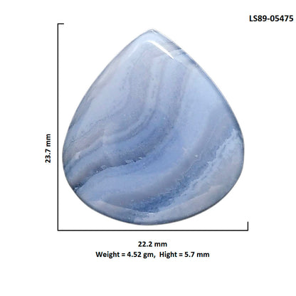 Blue Lace Agate 22.2x23.7x5.7 mm Heart Shape Polished Gemstone LS89-05475
