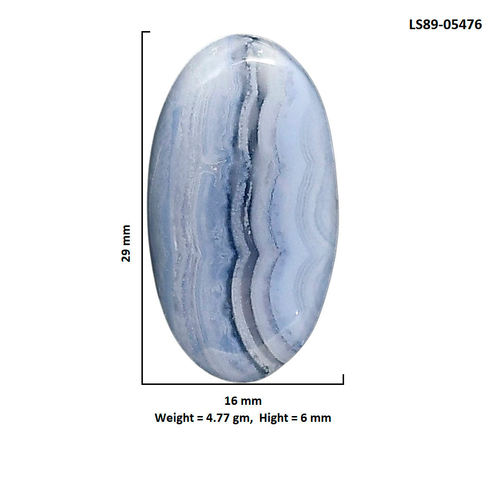 Blue Lace Agate 16x29x6 mm Oval Shape Polished Gemstone LS89-05476