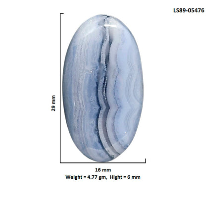 Blue Lace Agate 16x29x6 mm Oval Shape Polished Gemstone LS89-05476